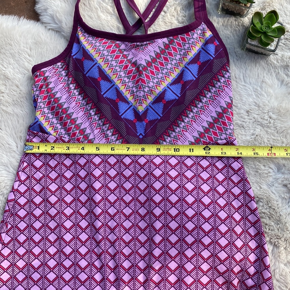 Prana Cora Cross Back Violet Purple Printed Dress Size Small - Picture 4 of 11